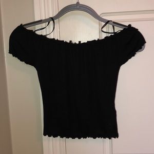 Off the shoulder black crop top